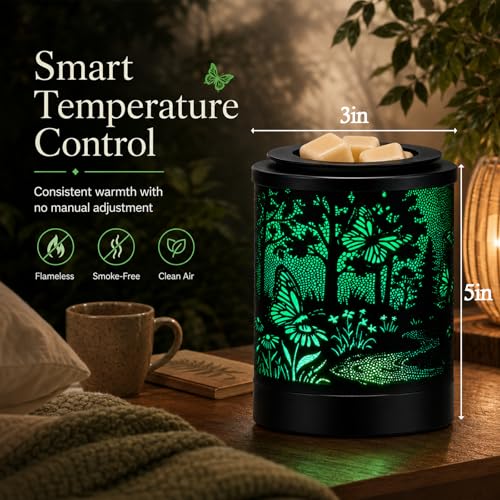 Butterfly Forest Wax Warmer with 7-Color LED Night Light & Timer