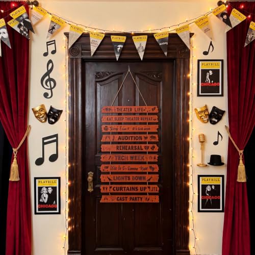 Wooden Theater Wall Decor - 10 Panel Musical Drama Hanging Sign