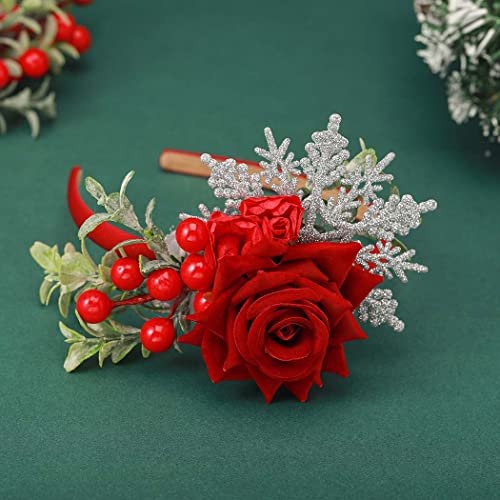 Catery Berry Reindeer Antler Headbands Xmas Head Hoop for Women & Girls