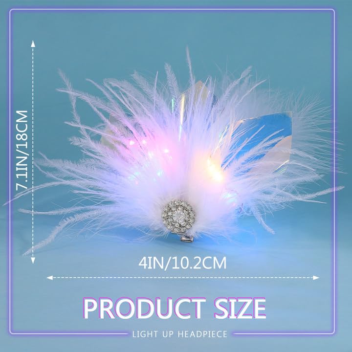 JAKAWIN LED Feather Hair Clip with Rhinestones for Party and Rave