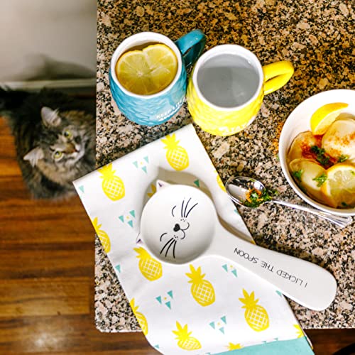 Cat Spoon Rest - 10 Inch Dolomite Cat Shaped Design