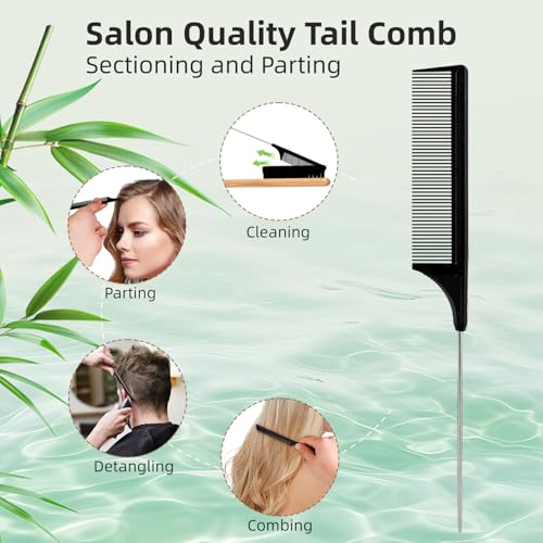 VALENTISE Boar Bristle Hair Brush Set with Tail Comb