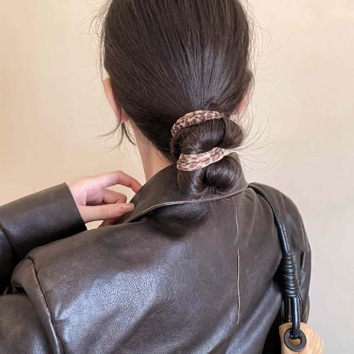 Leopard Print Hair Ties for Women - Pack of 10 No Damage Scrunchies