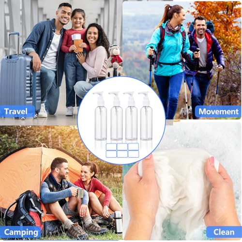 4 Pack TSA Approved Travel Pump Bottles, 3.4 Oz Refillable