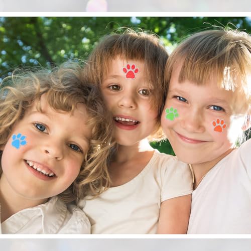 Colorful Glitter Paw Print Temporary Tattoos 25 Sheets 200 Stickers for Parties & Face Body