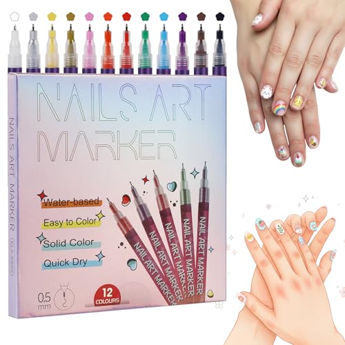 12-Color Nail Art Pens Set for DIY Nail Design & Detailing