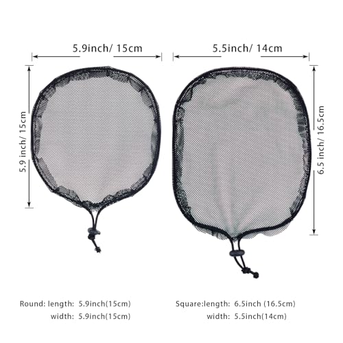 YTBYT 6 Pcs Black Weaving Net Cap Set – 3 Round 3 Square Nylon Hair Nets for Afro Puff & Ponytail Making