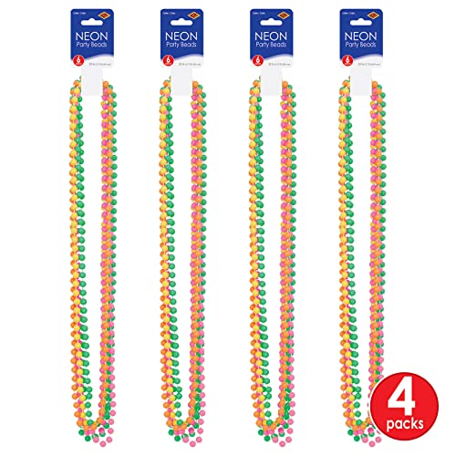 Beistle Neon Party Beads - 24 Pack Colorful Necklaces for Events