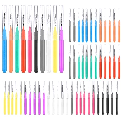 200 Pcs Multicolor Interdental Brushes - 6 Sizes for Braces Cleaning