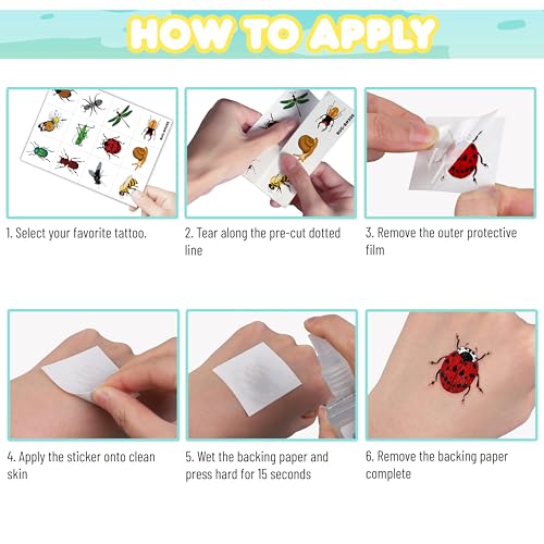 60PCS Kids Bug Temporary Tattoos - Fun Insect Stickers for Parties