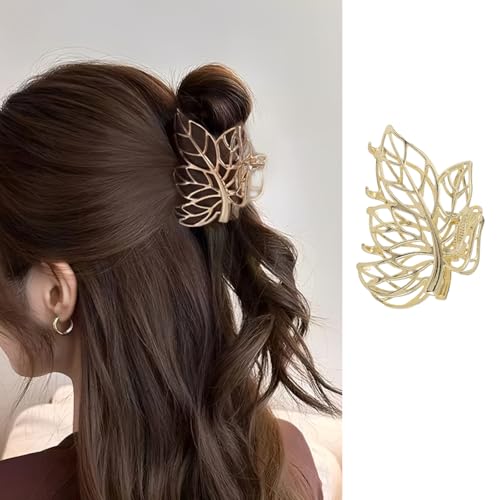 Leaf Hair Claw Clip-2 Gold Leaf Fall Hair Accessories Non-Slip Metal Hairpin for Women
