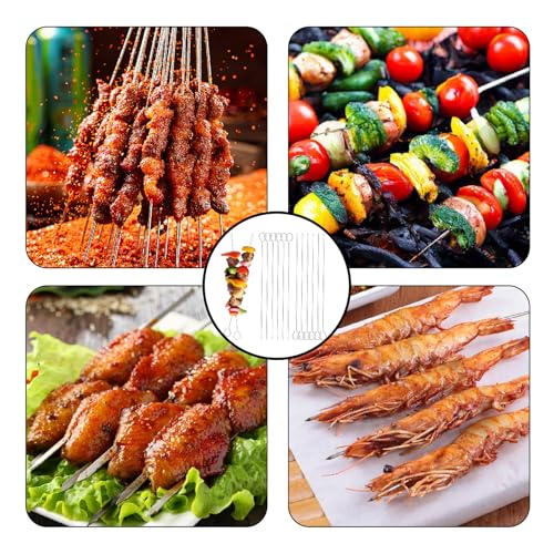 12-Pack Stainless Steel BBQ Skewers – Reusable Kabob Sticks for Grilling