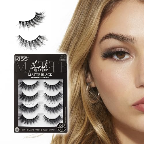 KISS Lash Couture Matte Twill 14mm Faux Mink False Eyelashes - 4 Pairs