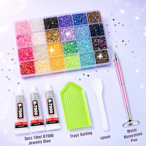 Fcoget 28000pcs Resin Rhinestones Bedazzling Kit with Tools