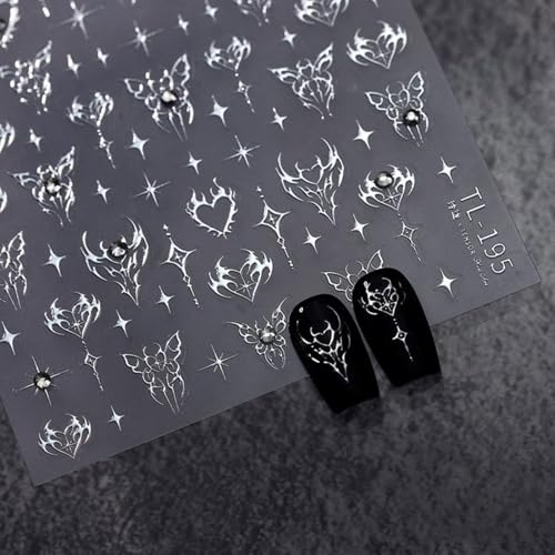5D Silvery Star Nail Art Stickers for Creative Nail Decoration