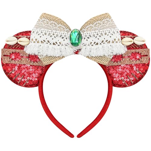 Bmobuo Red Mouse Ears Headband with Seashells for Princess Cosplay