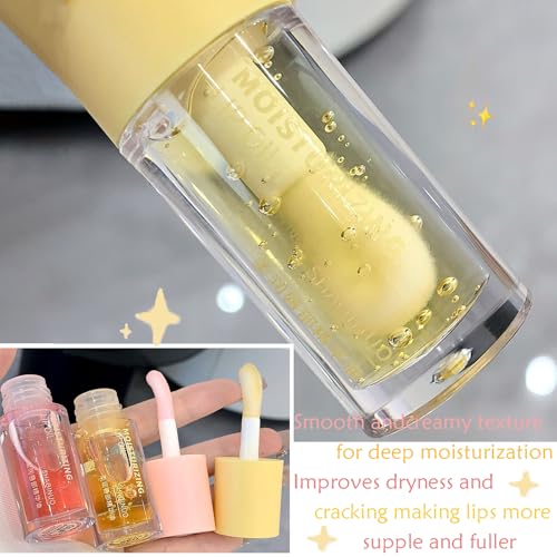 LuckNest Hydrating Lip Gloss Oil Set - 4 Pcs Tinted Plumping Lip Oil for Kids
