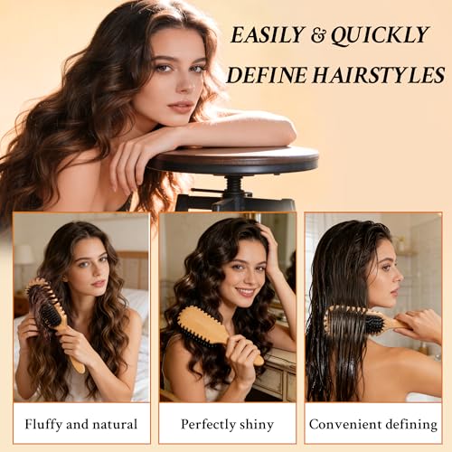 GAINWELL Wooden Curl Defining Brush for Effortlessly Defined Curls