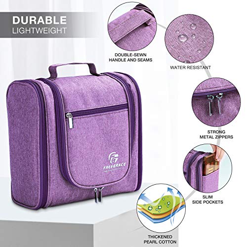 Freegrace Extra Large Hanging Toiletry Bag - Wild Violet Travel Organizer for Women & Men