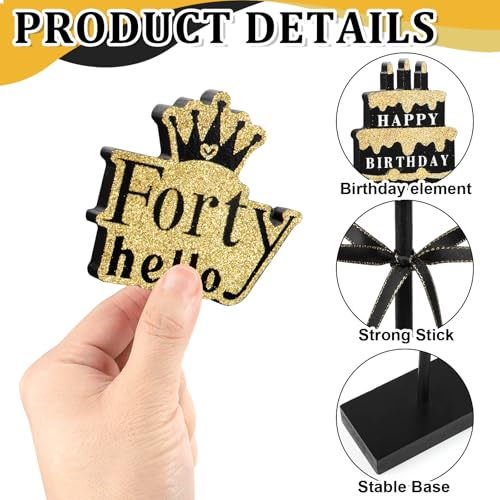 40th Birthday Table Decorations - 3 Wooden Signs Set