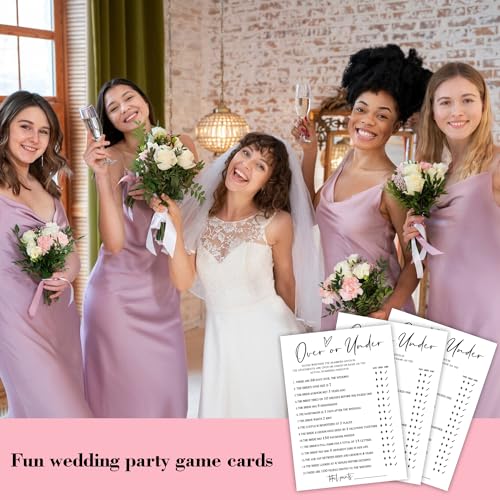 Over or Under Wedding Game Cards - 30 Pack for Bridal Showers & Engagement Parties