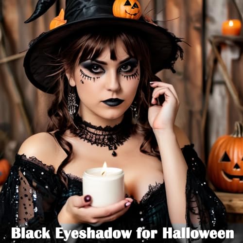 MEICOLY Black Matte Eyeshadow with Mirror - Long-Wear, High Pigment