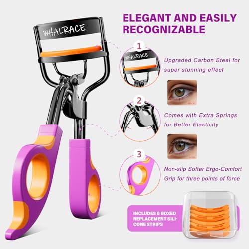 Eyelash Curler with 6 Replacement Pads - Premium Quality & Ergonomic Design
