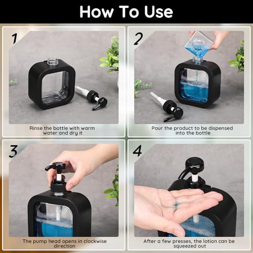 Segbeauty Refillable Hand Soap Dispenser Set - Black, 2pcs, 500ml