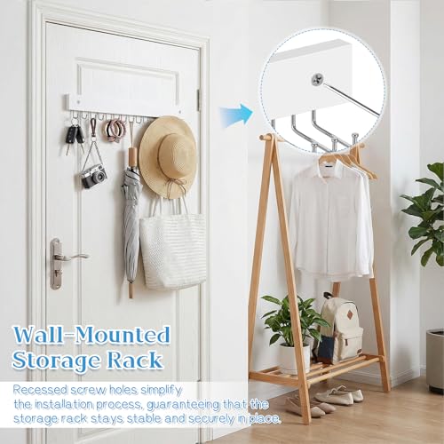 Wall-Mounted Wooden Tie Rack Organizer - 2 Pcs with 40 Hooks