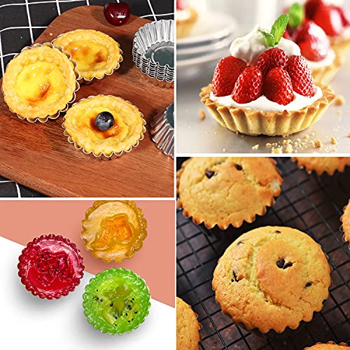 20 Pcs Mini Egg Tart Molds - Reusable Non-Stick Aluminium Tart Pans