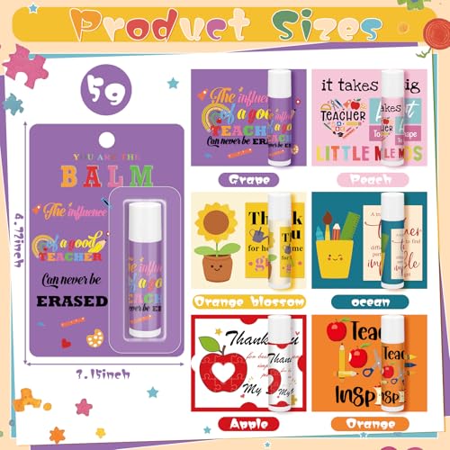 Leelosp 6-Pack Teacher Appreciation Lip Balm Gift Set with Inspirational Cards - Back to School Gifts