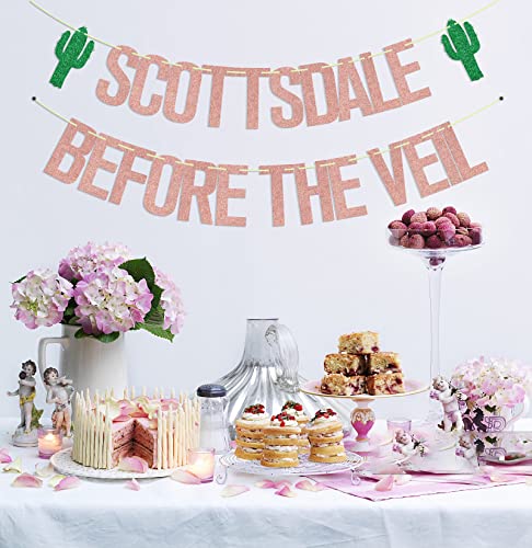 Scottsdale Before the Veil Bachelorette Party Banner - Rose Gold Cactus Decor