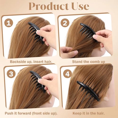 Ymapinc 7-Tooth French Hair Comb Set 3pcs - Elegant Plastic Side Combs with Variation 4.06 x 3.31 x 0.67 inches