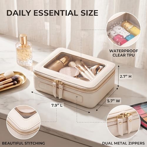 Aveniee Off-White Clear Makeup Bag Organizer - Travel Toiletry Case
