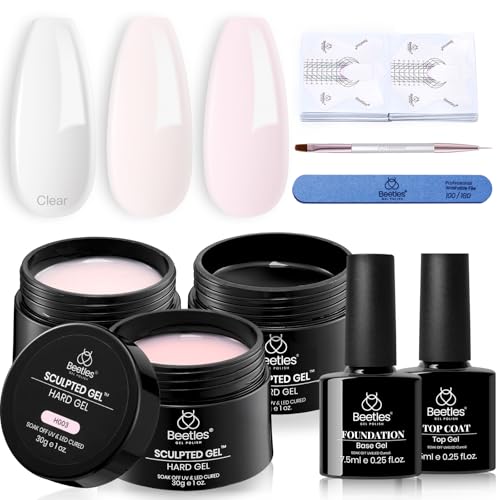 Beetles Builder Gel for Nails - 3 Colors (Clear, Nude, Pink) 9-in-1 Gel Kit - Classic Neutral Variant