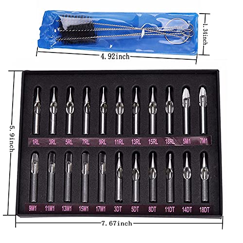 Generic Tattoo Stainless Steel Tip Set,22pcs Tips Set Round Diamond