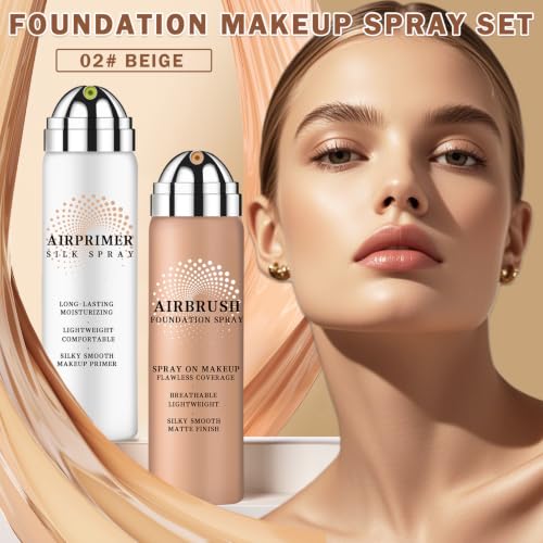 LZXLUKGIR Magic Minerals Airbrush Foundation & Primer Set (02 Beige)