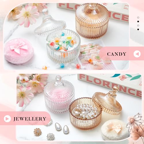 Tioncy 4 Pcs Body Powder Puff & Clear Amber Container Set - Simple Design
