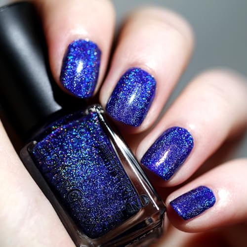 Holographic Deep Royal Blue Nail Polish - Quick Dry Glitter 6ml