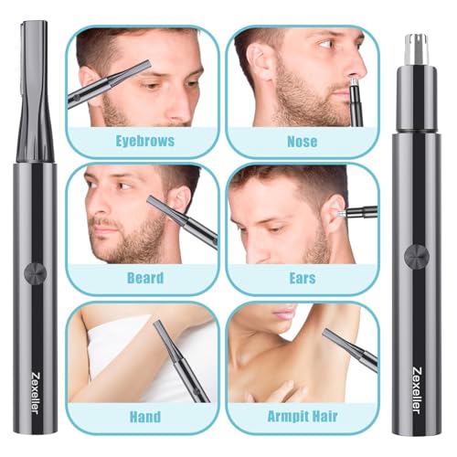 Electric Nose Hair Trimmer Eyebrow Trimmer for Men Women, 7-in-1 Painless Facial Grooming Kit, USB Rechargeable IPX7 Waterproof Precision Trimmer for Nose Ear Eyebrow Beard Body Hair