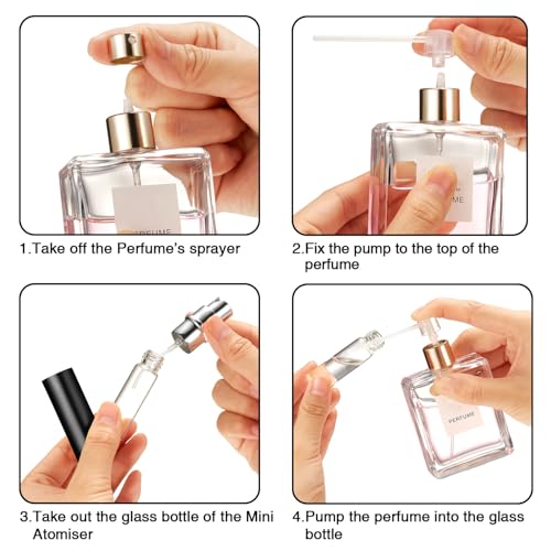 Boao 14 Pcs Black 5ml Travel Perfume Atomizers with Refill Pump