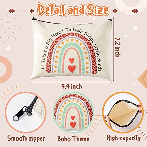 12pc Teacher Appreciation Gift Set: Boho Rainbow Makeup Bags & Keychains