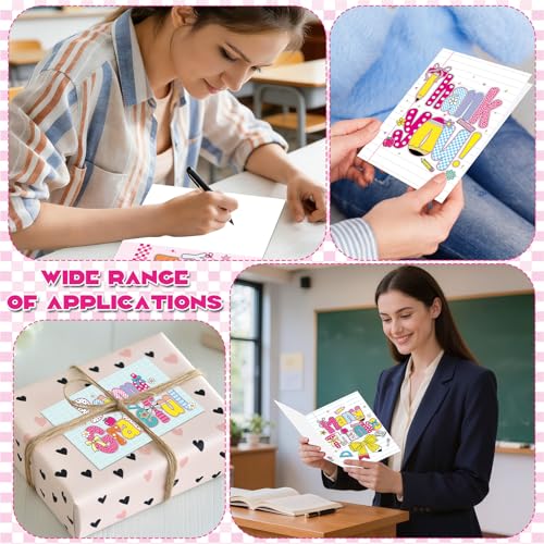 24 Pack Retro Teacher Thank You Cards with Envelopes - Cute Appreciation Notes