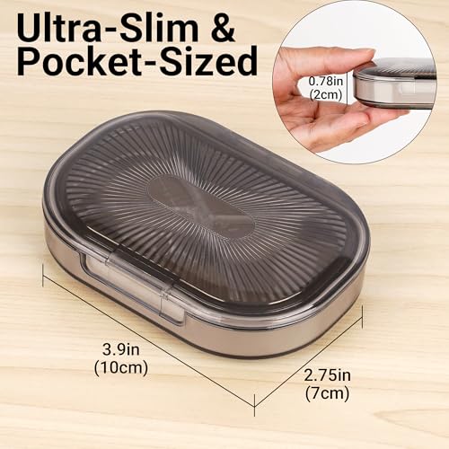 Adorila Travel Cotton Swab Case 2-Pack Grey White Slim Portable Organizer