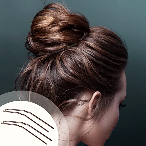 Brown 3-Inch U-Shaped Hair Pins for Buns & Hairstyles - 36 Pack