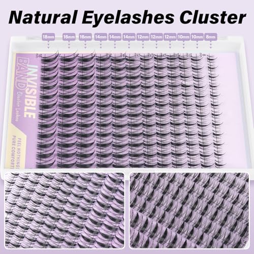 B&Q Fairy Lash Clusters - DIY Lash Extension at Home Beginner-Friendly Manga Lashes, 144pcs Eyelash Clusters with 0.3mm Invisible Band & Waterproof, Salon Look for Daily Work & Parties £¨Fairy 8-18mm£©