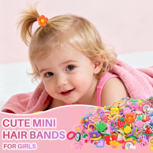 GA&EN 150PCS Colorful Baby Hair Ties Series A-150PCS, Mini Scrunchies for Toddler Girls