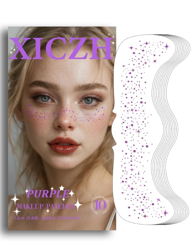 Face Glitter Tattoos - Temporary Makeup Patches for Festivals & Concerts | Rose Gold - 8 Pcs
