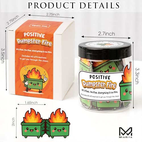 Positive Dumpster Fire Affirmation Cards - 60 Hilarious Support Cards in Jar