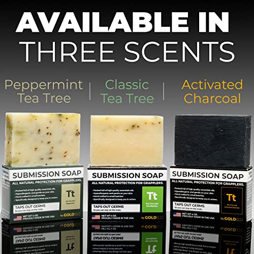 Gold BJJ Submission Soap Classic Tea Tree - 2-Pack Natural Bar for Jiu Jitsu & MMA